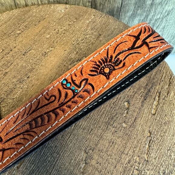 Leather Key Holder Tooled Leather Western Keychain NEW FAST SHIP - Picture 2 of 3